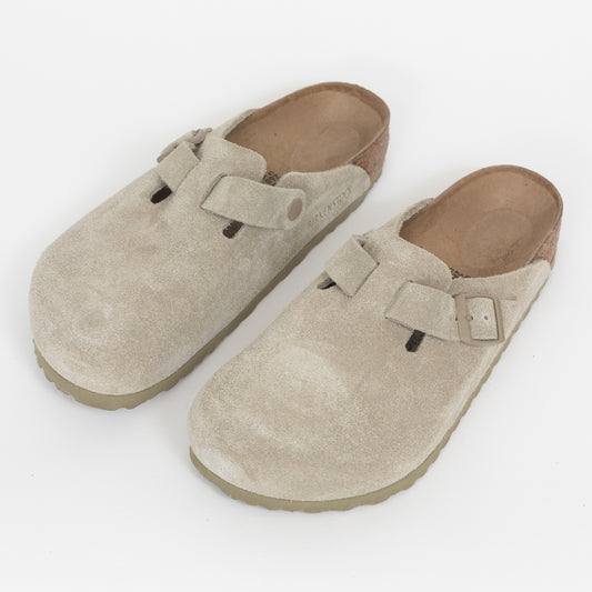 BIRKENSTOCK Boston Clog Suede Sandals in FADED KHAKI
