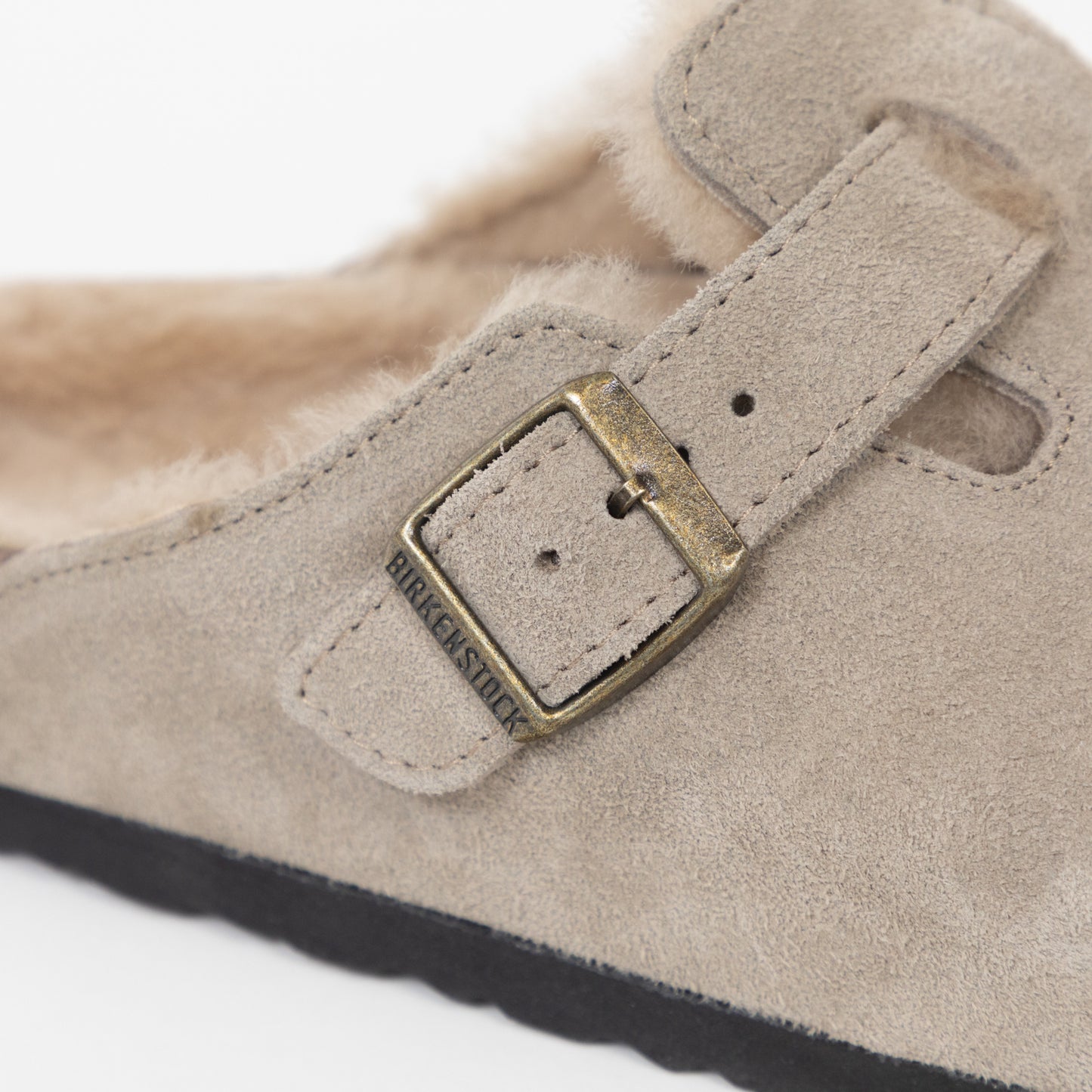 Womens BIRKENSTOCK Boston Shearling Suede Clogs in BEIGE