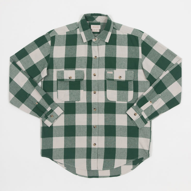 Womens BRIXTON Bowery Boyfriend Flannel Check Shirt in GREEN