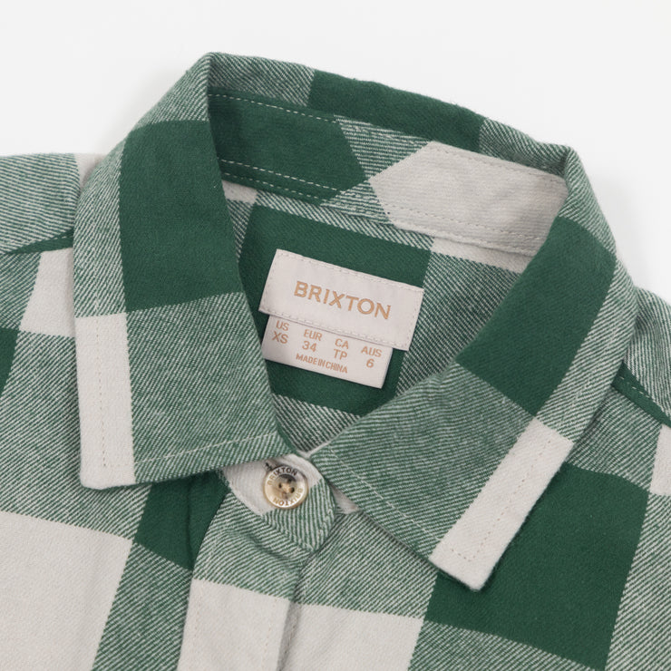 Womens BRIXTON Bowery Boyfriend Flannel Check Shirt in GREEN