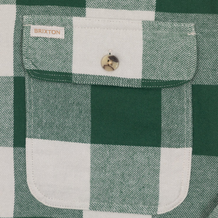 Womens BRIXTON Bowery Boyfriend Flannel Check Shirt in GREEN