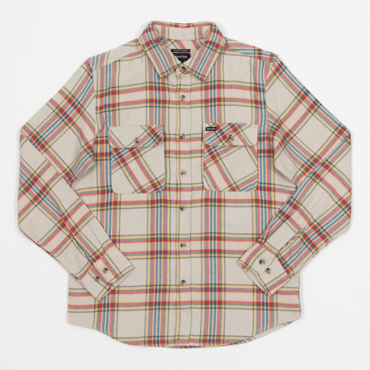 BRIXTON Bowery Flannel Check Shirt in BEIGE , YELLOW & RED