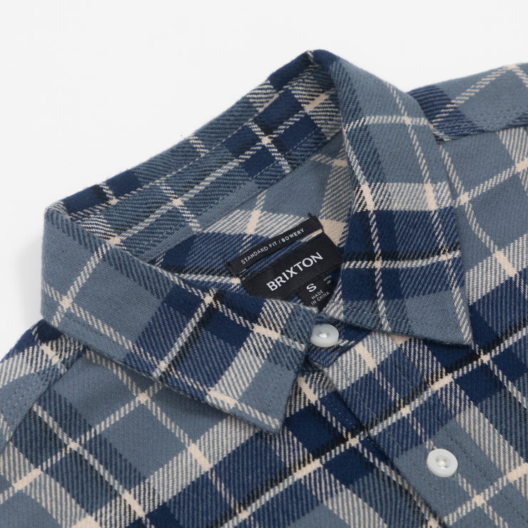 BRIXTON Bowery Flannel Check Shirt in BLUE & BEIGE