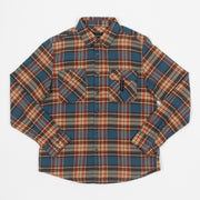 BRIXTON Bowery Flannel Check Shirt in BLUE , ORANGE & BROWN