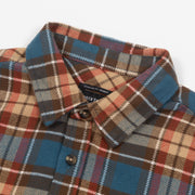 BRIXTON Bowery Flannel Check Shirt in BLUE , ORANGE & BROWN
