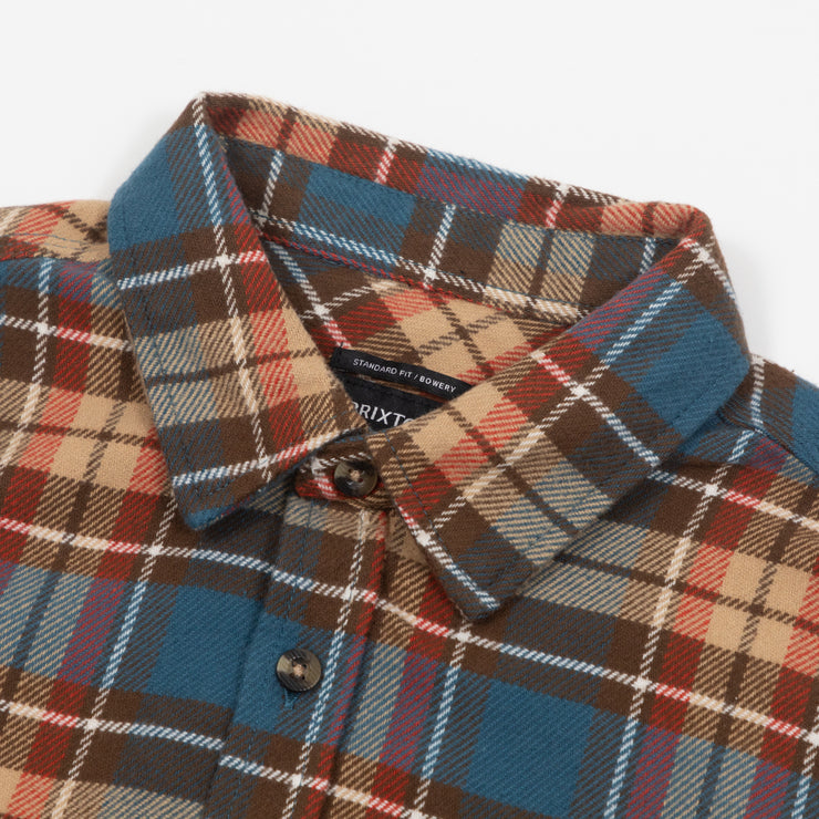 BRIXTON Bowery Flannel Check Shirt in BLUE , ORANGE & BROWN