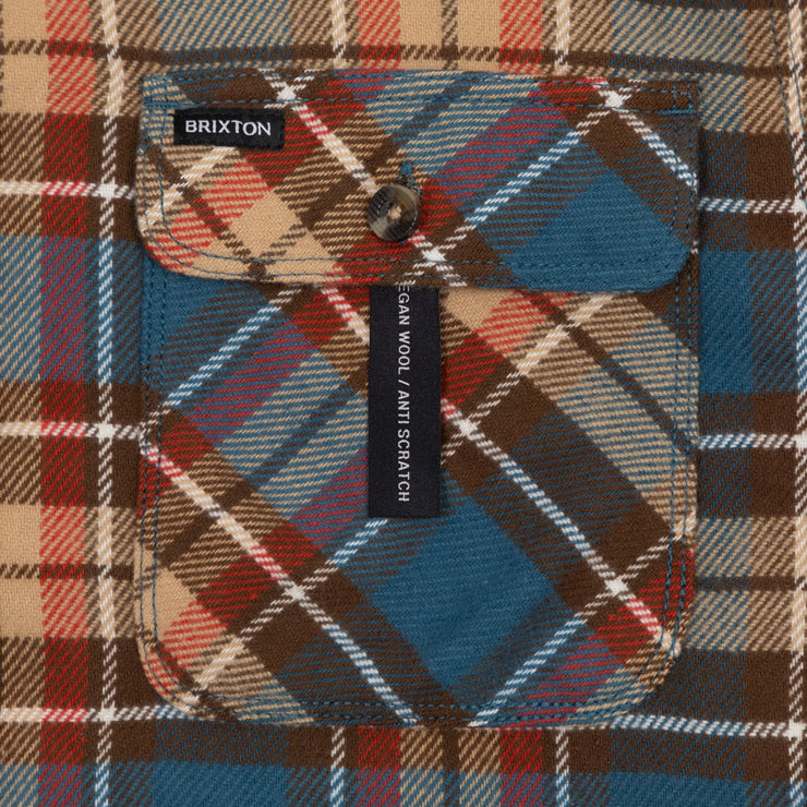 BRIXTON Bowery Flannel Check Shirt in BLUE , ORANGE & BROWN