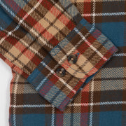 BRIXTON Bowery Flannel Check Shirt in BLUE , ORANGE & BROWN