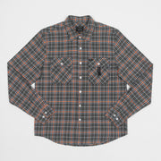BRIXTON Bowery Flannel Check Shirt in GREY & ORANGE