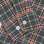 BRIXTON Bowery Flannel Check Shirt in GREY & ORANGE