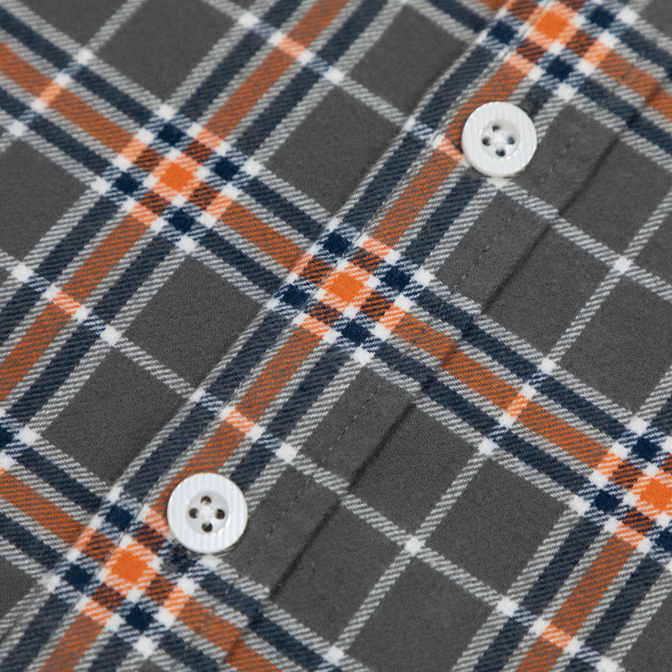BRIXTON Bowery Flannel Check Shirt in GREY & ORANGE