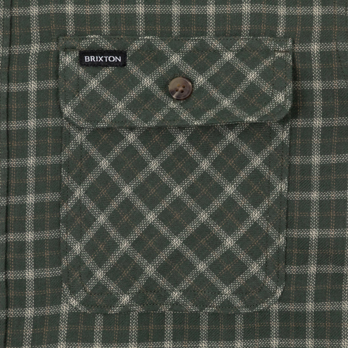 BRIXTON Bowery Flannel Check Shirt in GREEN & CREAM