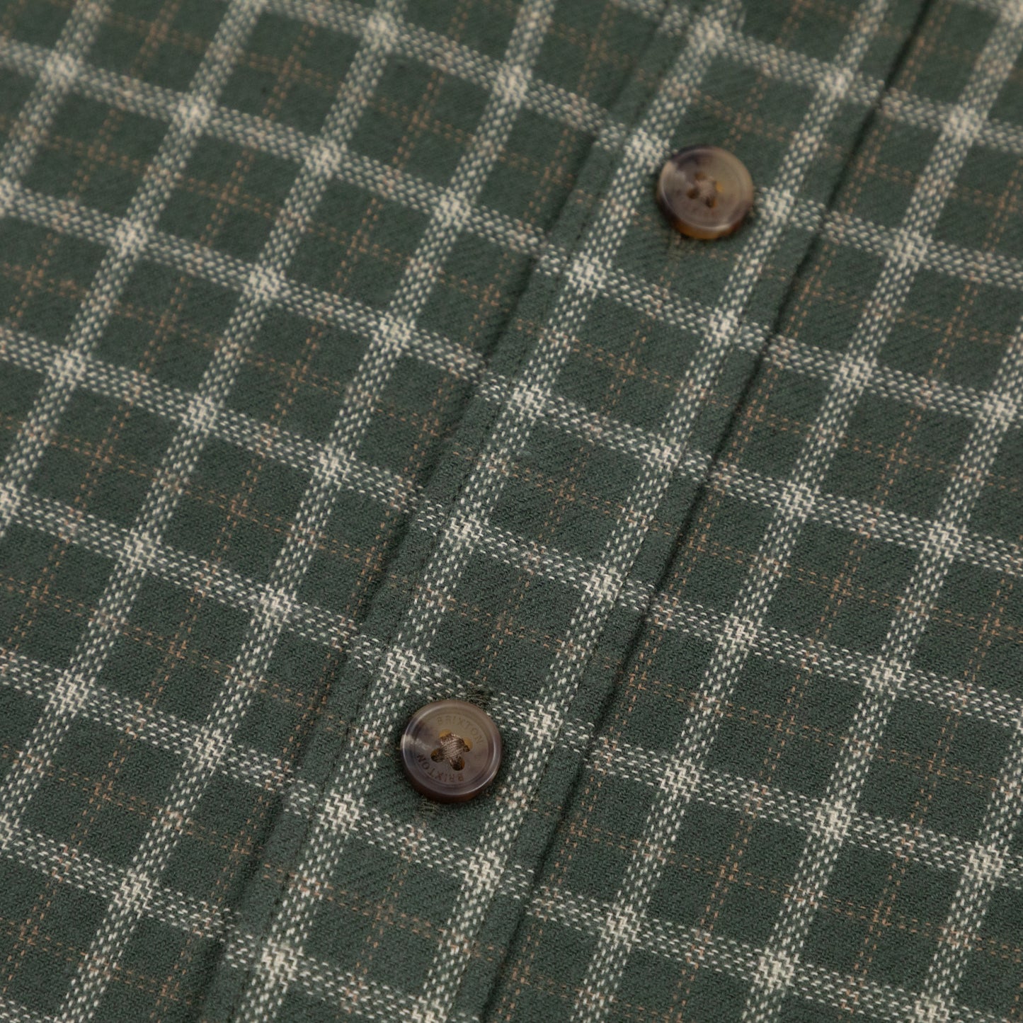 BRIXTON Bowery Flannel Check Shirt in GREEN & CREAM