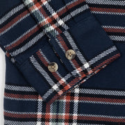 BRIXTON Bowery Flannel Check Shirt in NAVY , RED & WHITE