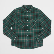 BRIXTON Bowery Flannel Check Shirt in GREEN & OFF WHITE
