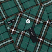 BRIXTON Bowery Flannel Check Shirt in GREEN & OFF WHITE