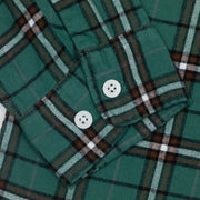 BRIXTON Bowery Flannel Check Shirt in GREEN & OFF WHITE