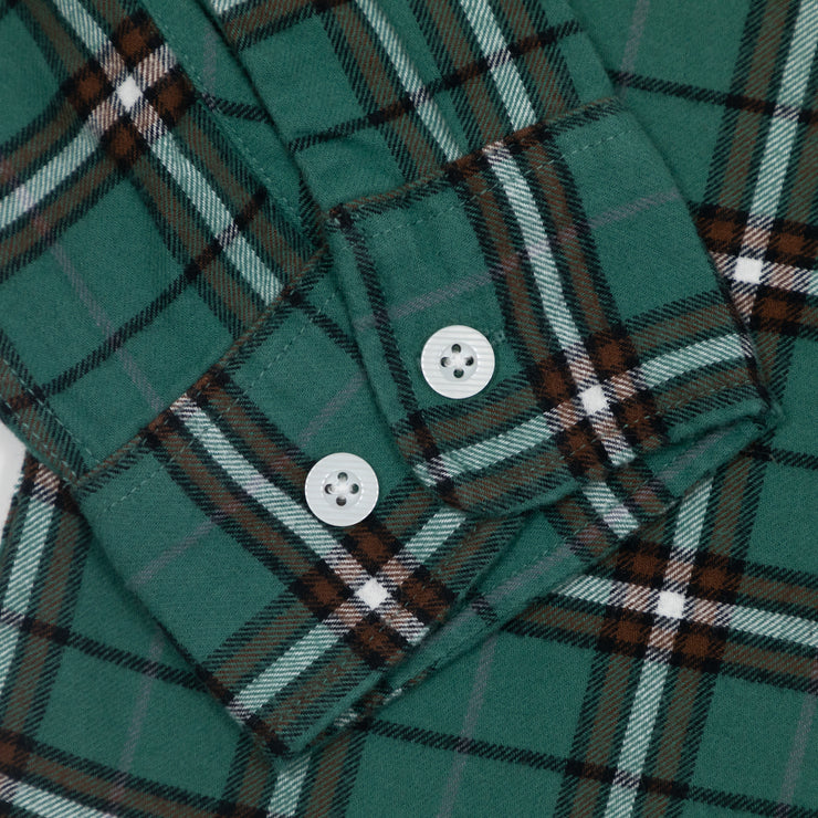 BRIXTON Bowery Flannel Check Shirt in GREEN & OFF WHITE