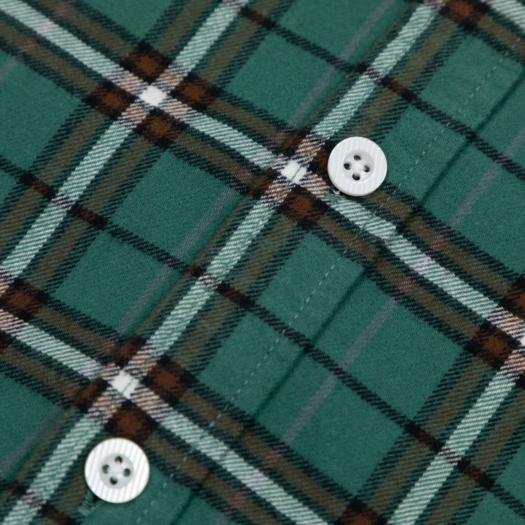 BRIXTON Bowery Flannel Check Shirt in GREEN & OFF WHITE