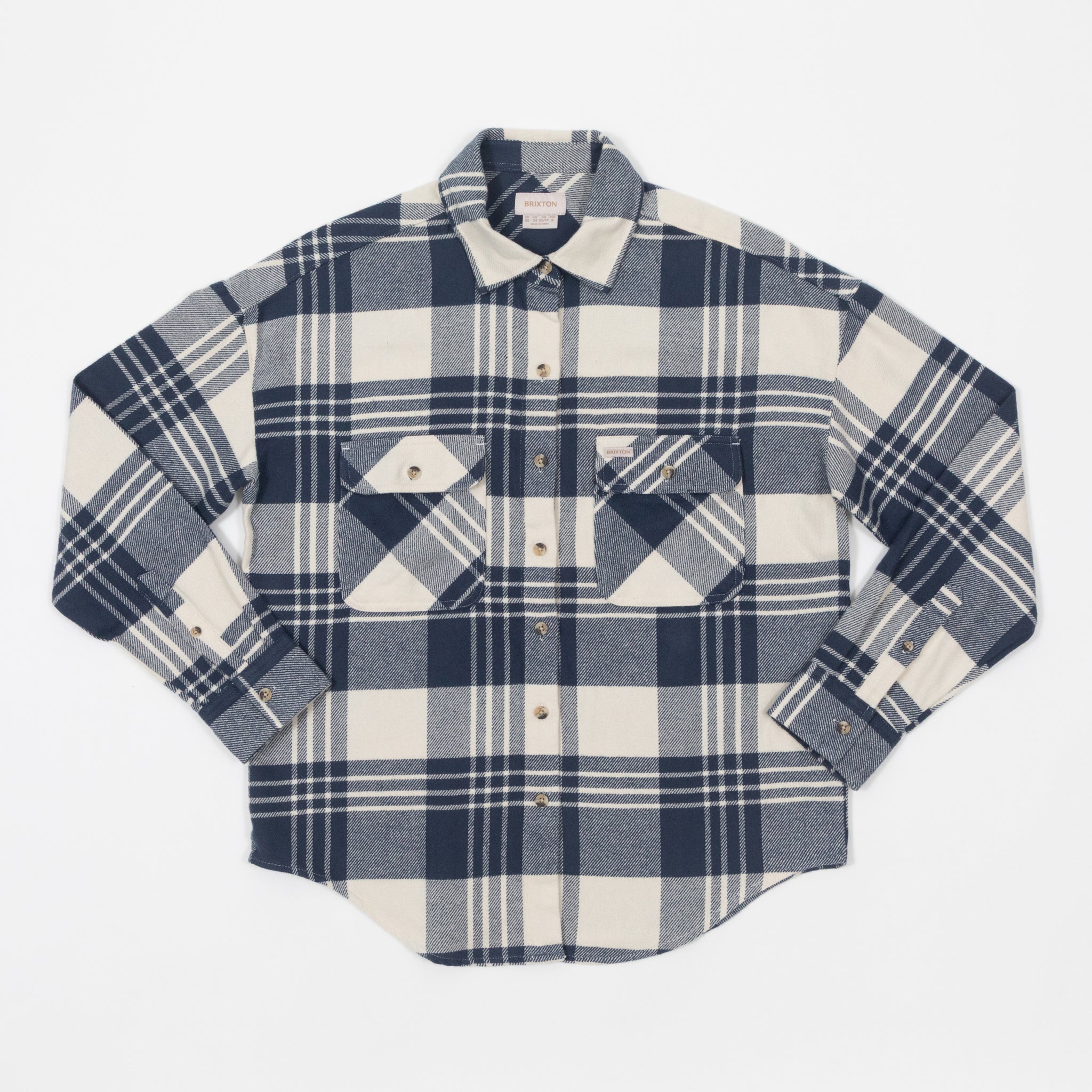 Womens BRIXTON Bowery Check Flannel in BLUE & CREAM