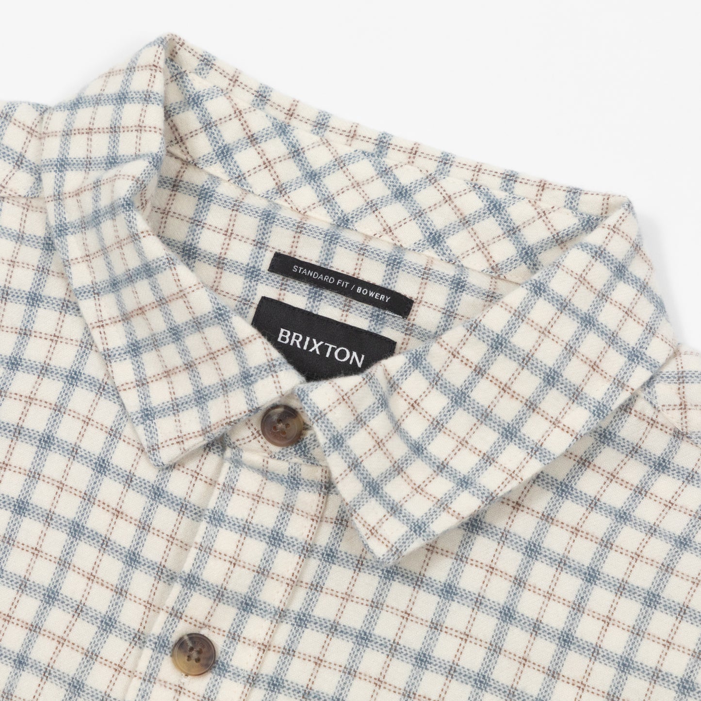 Brixton Flannel Collar and button close up