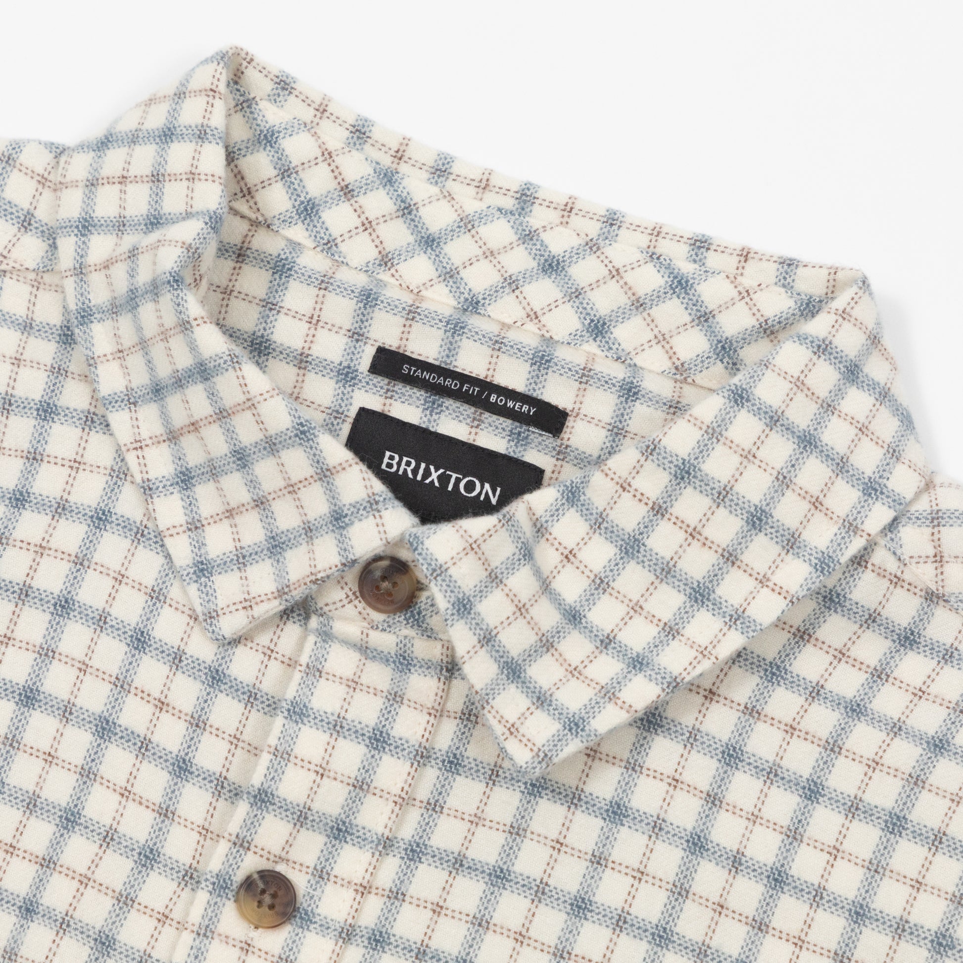 Brixton Flannel Collar and button close up