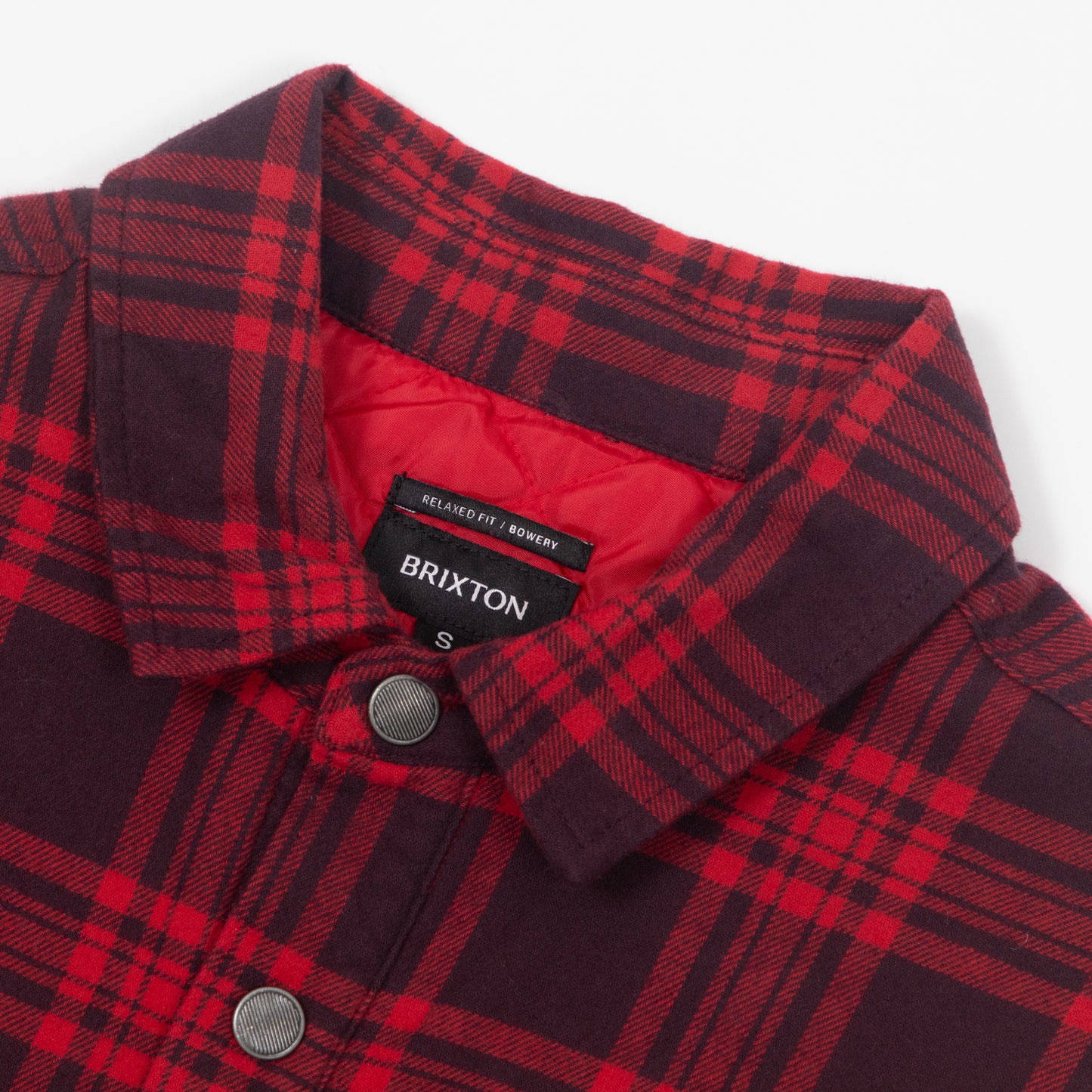 BRIXTON Bowery Quilted Overshirt in RED & BLACK