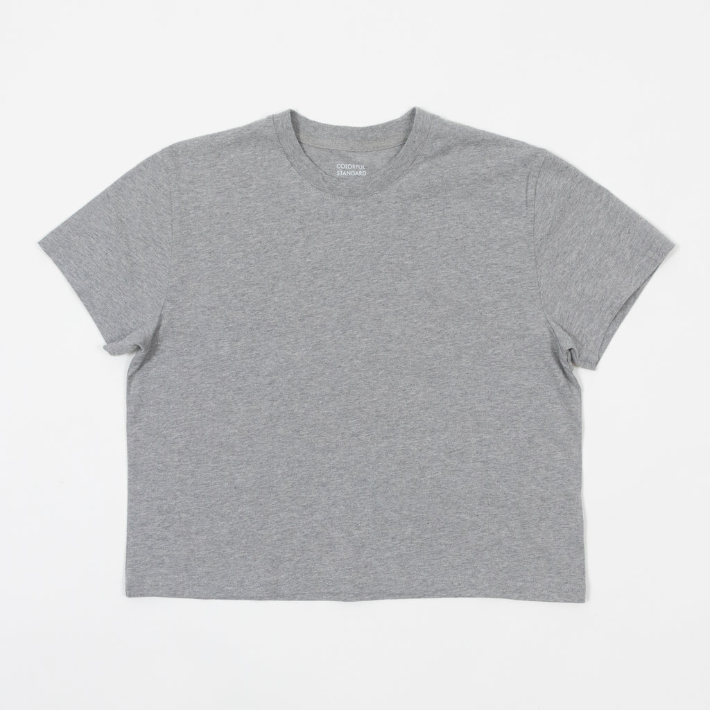 Womens COLORFUL STANDARD Boxy Crop Top in GREY