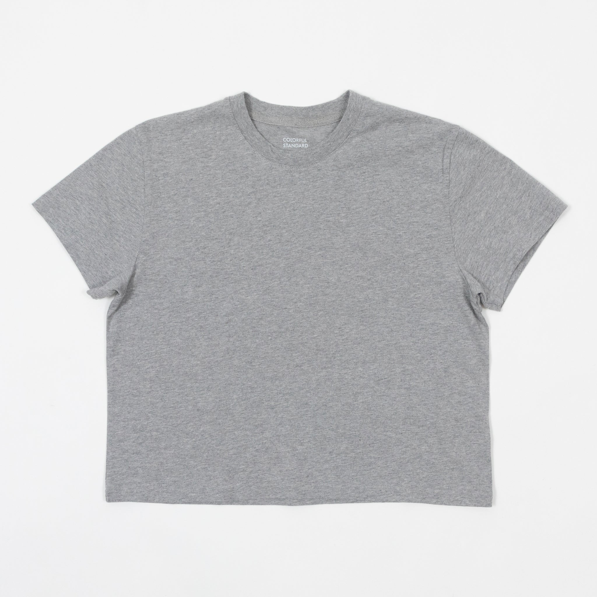 Womens COLORFUL STANDARD Boxy Crop Top in GREY