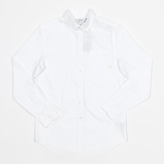 FARAH Brewer Casual Fit Pocket Long Sleeve Shirt in WHITE