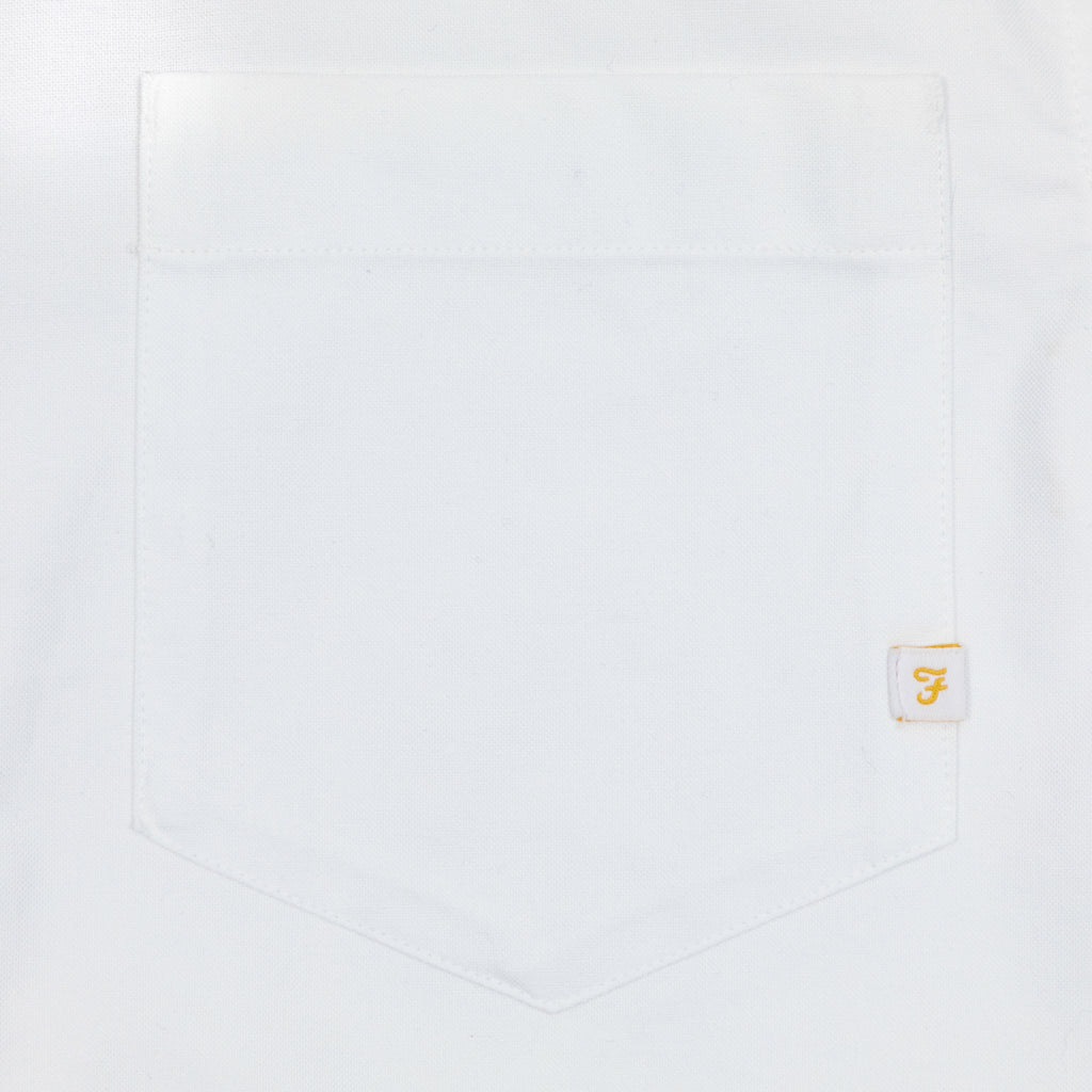FARAH Brewer Casual Fit Pocket Long Sleeve Shirt in WHITE
