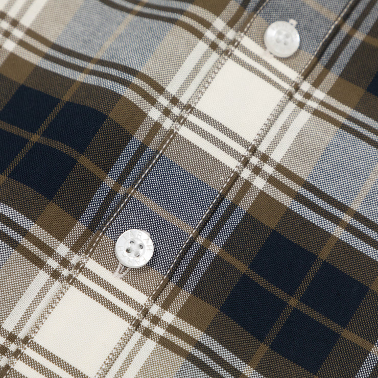 FARAH Brewer Check Shirt in GREEN & CREAM