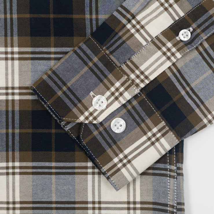 FARAH Brewer Check Shirt in GREEN & CREAM