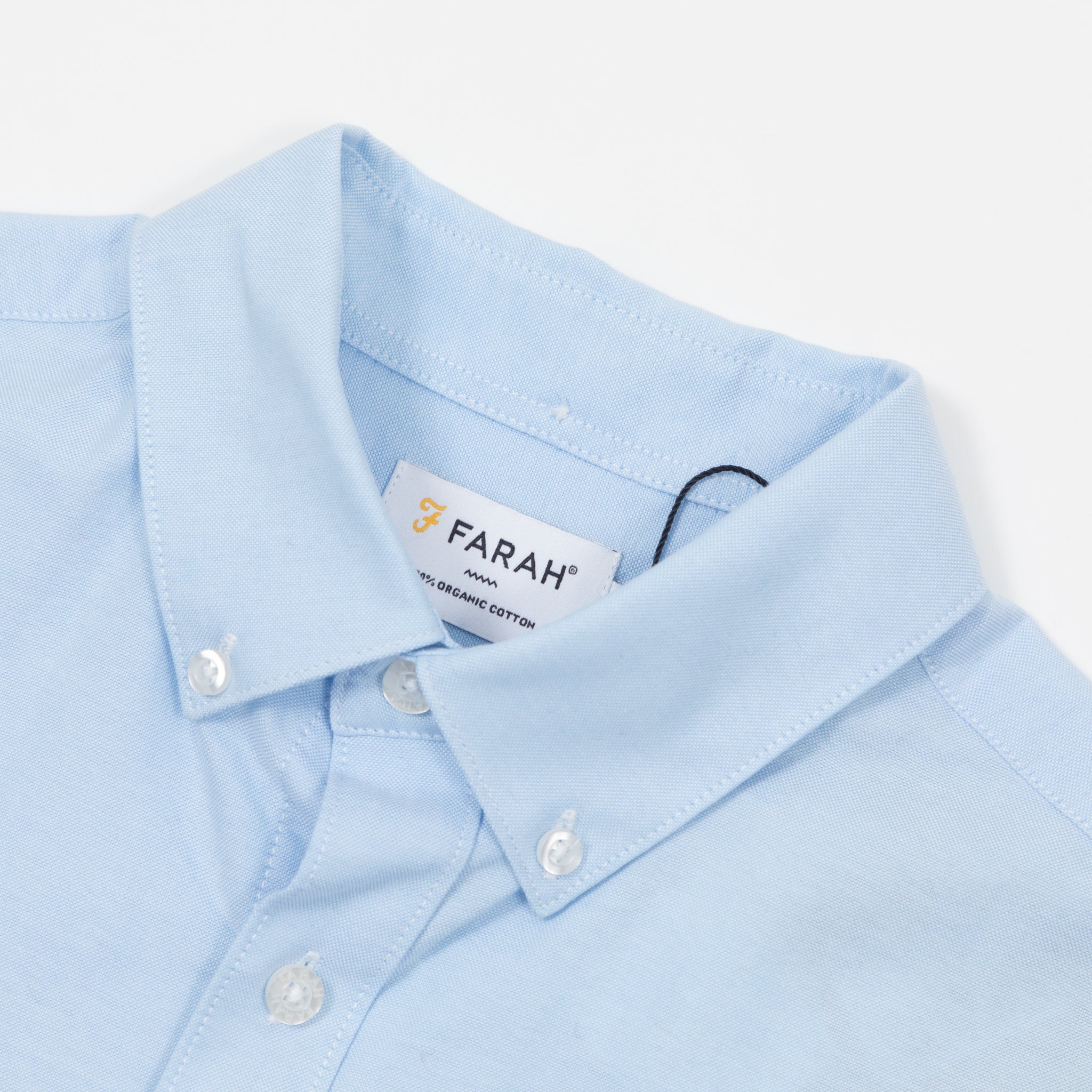 FARAH Brewer Pocket Long Sleeve Oxford Shirt in LIGHT BLUE