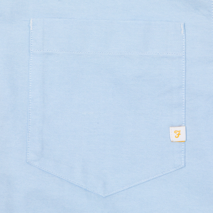 FARAH Brewer Pocket Slim Long Sleeve Oxford Shirt in LIGHT BLUE