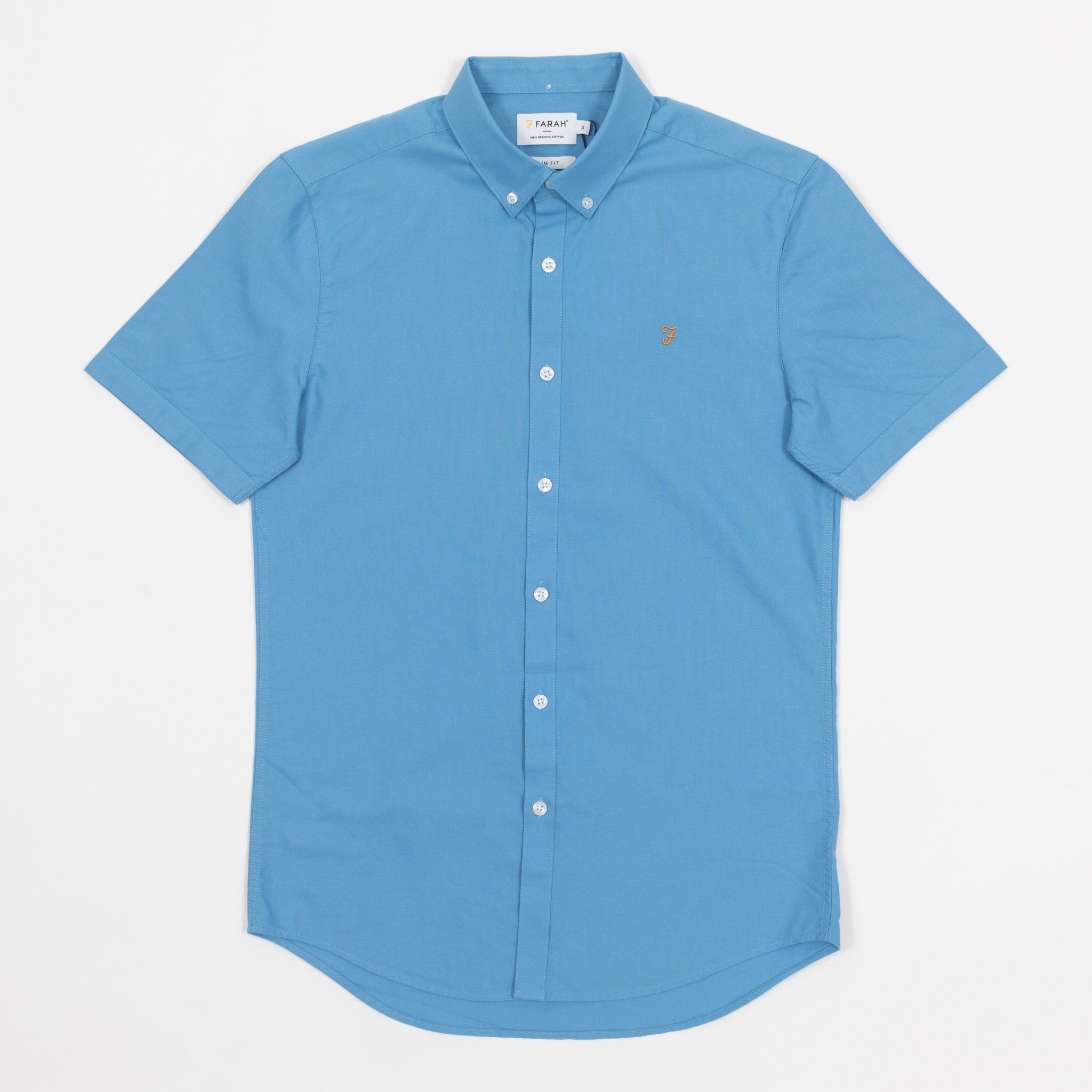 FARAH Brewer Short Sleeve Shirt in BLUE