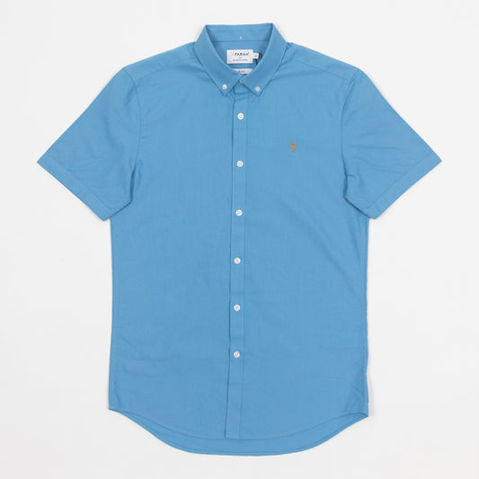 FARAH Brewer Short Sleeve Shirt in BLUE