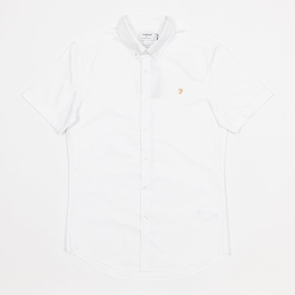 FARAH Brewer Short Sleeve Shirt in WHITE