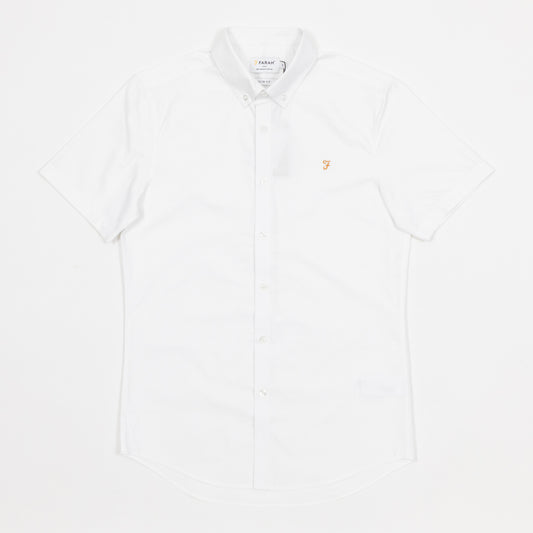 FARAH Brewer Short Sleeve Shirt in WHITE