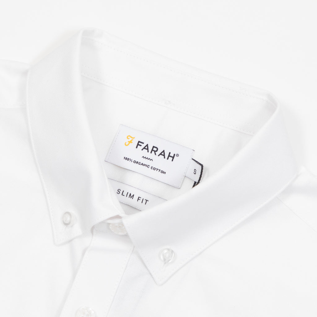 FARAH Brewer Short Sleeve Shirt in WHITE