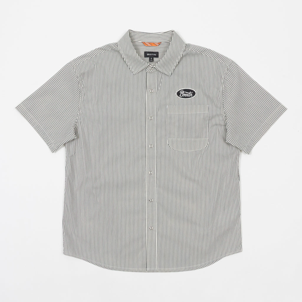 brixton builders short sleeve shirt black white front view