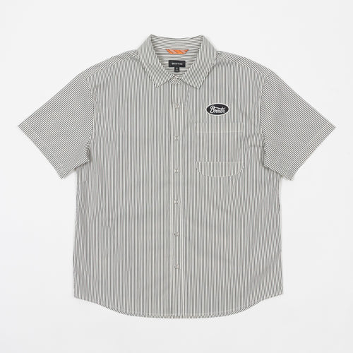 brixton builders short sleeve shirt black white front view