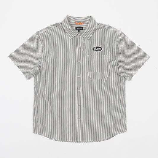 brixton builders short sleeve shirt black white front view