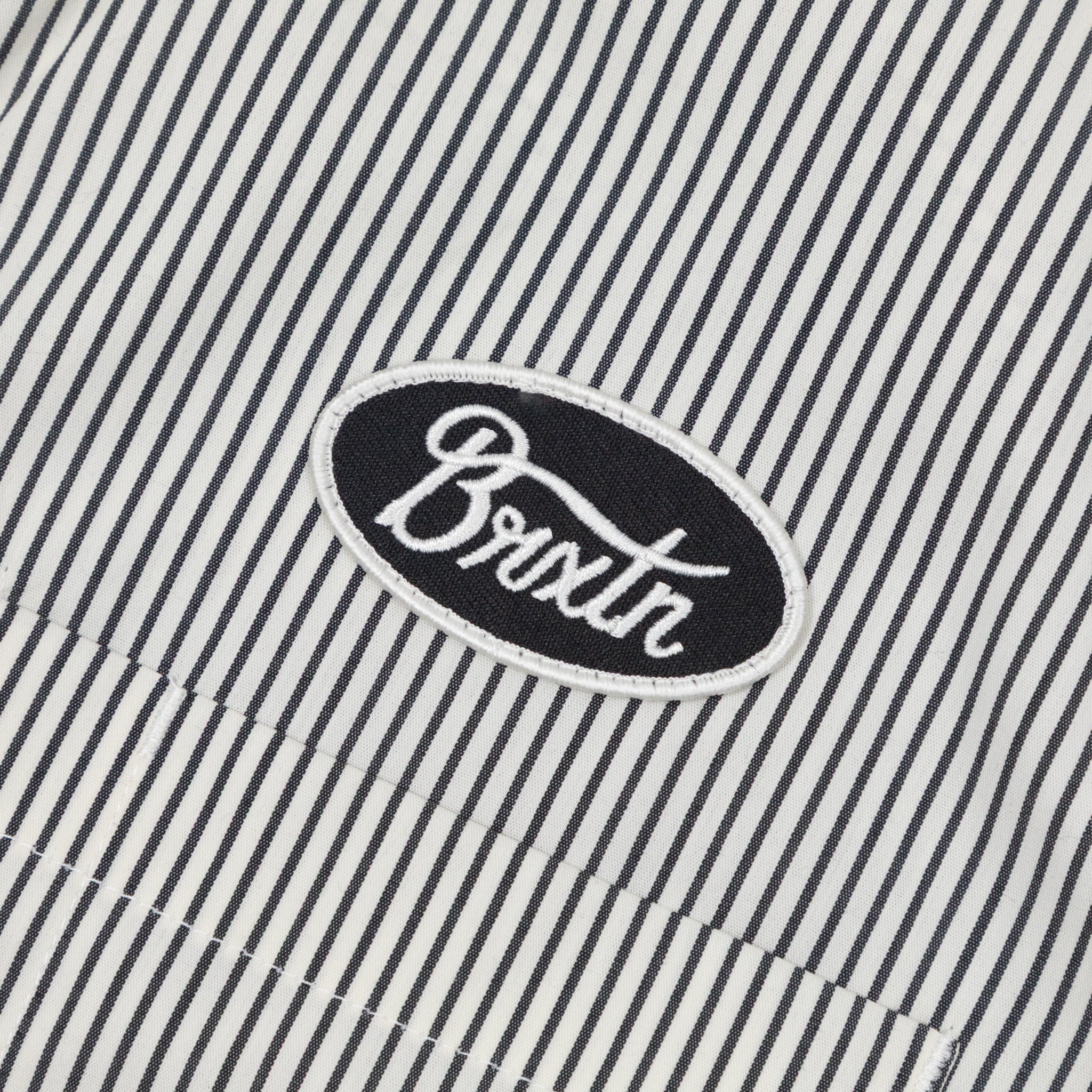 brixton stripe shirt black white embroidered logo