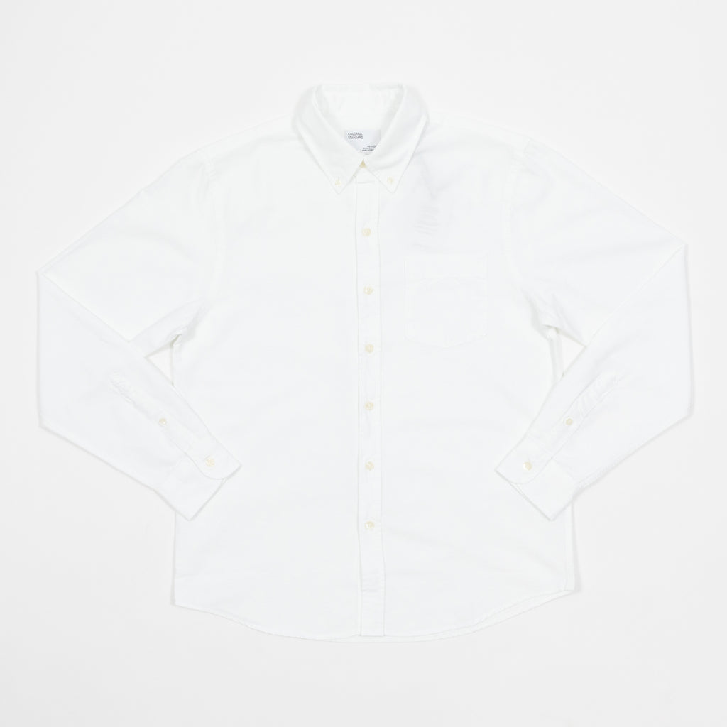 COLORFUL STANDARD Button Down Long Sleeve Shirt in WHITE