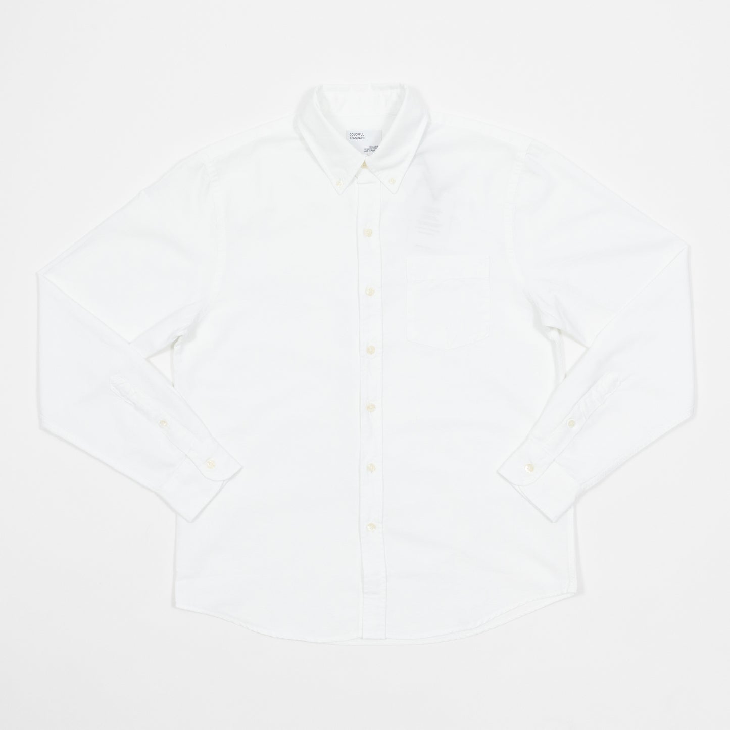 COLORFUL STANDARD Button Down Long Sleeve Shirt in WHITE