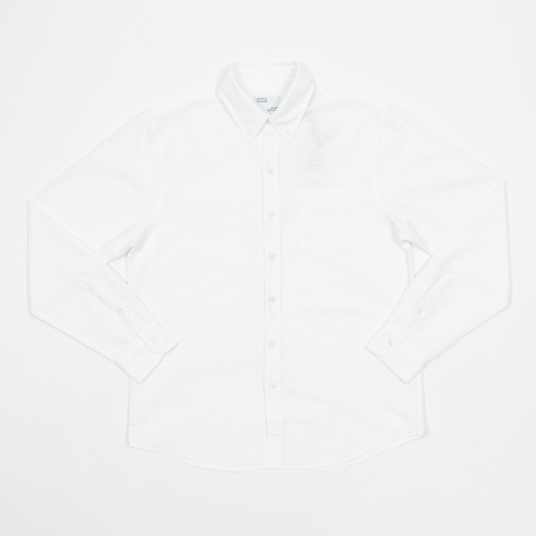 COLORFUL STANDARD Button Down Long Sleeve Shirt in WHITE