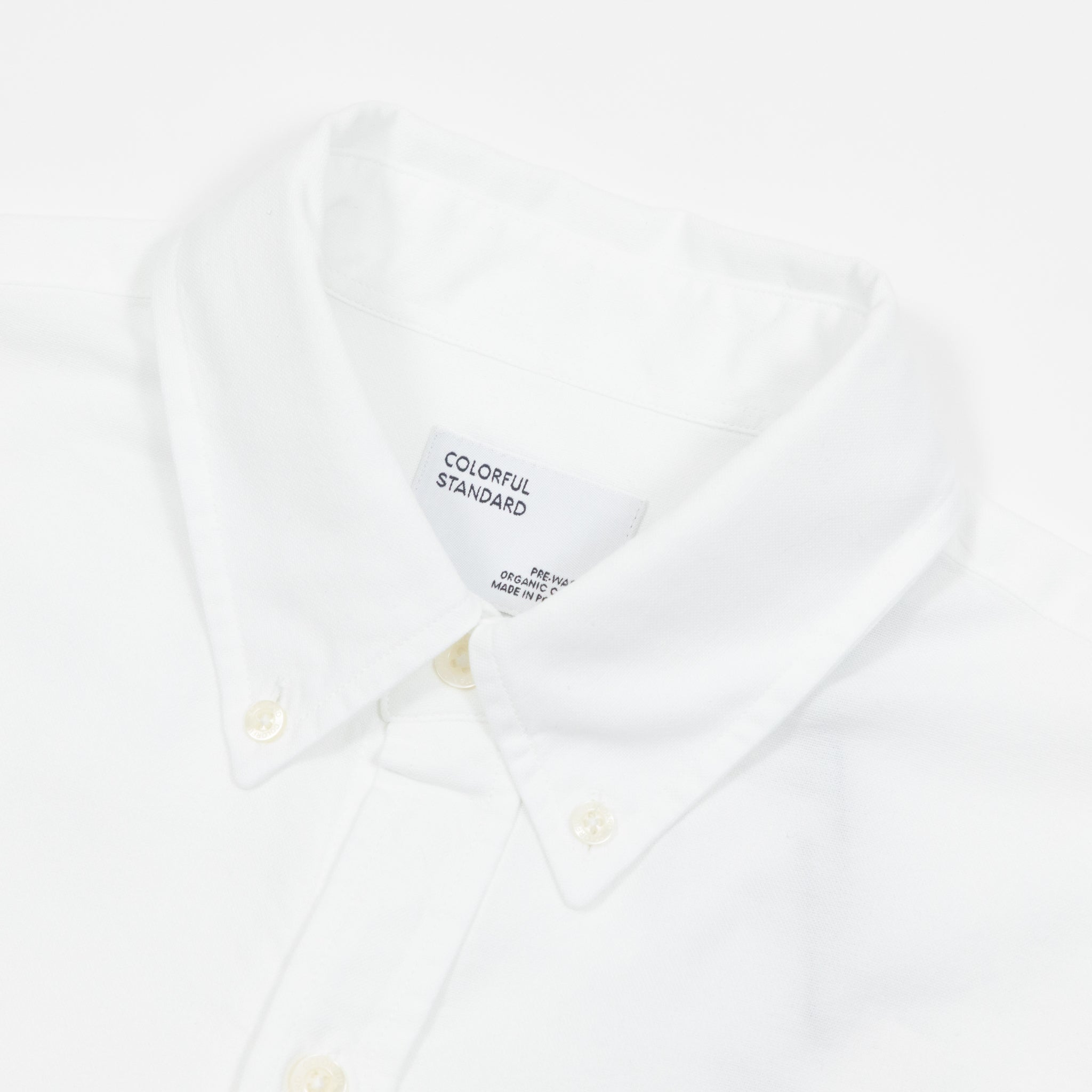 COLORFUL STANDARD Button Down Long Sleeve Shirt in WHITE