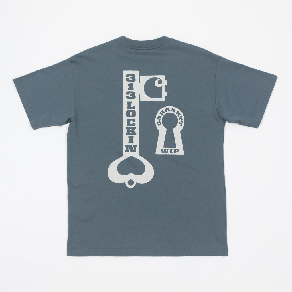 CARHARTT WIP Locked Short Sleeve T-Shirt in COZY BLUE