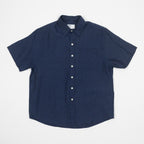 COLORFUL STANDARD Linen Short Sleeve Shirt in Marine Blue